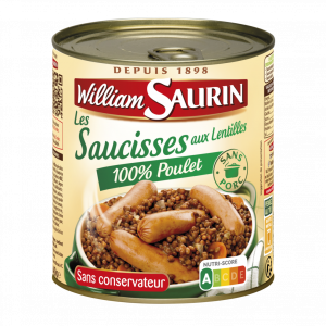 Saucisses aux Lentilles Créoles 100% Poulet 420g - WILLIAM SAURIN