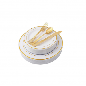 Couverts de Tables en Plastiques Rigides et Réutilisables GOLD (doré)