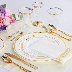 Alternative view of Couverts de Tables en Plastiques Rigides et Réutilisables GOLD (doré)